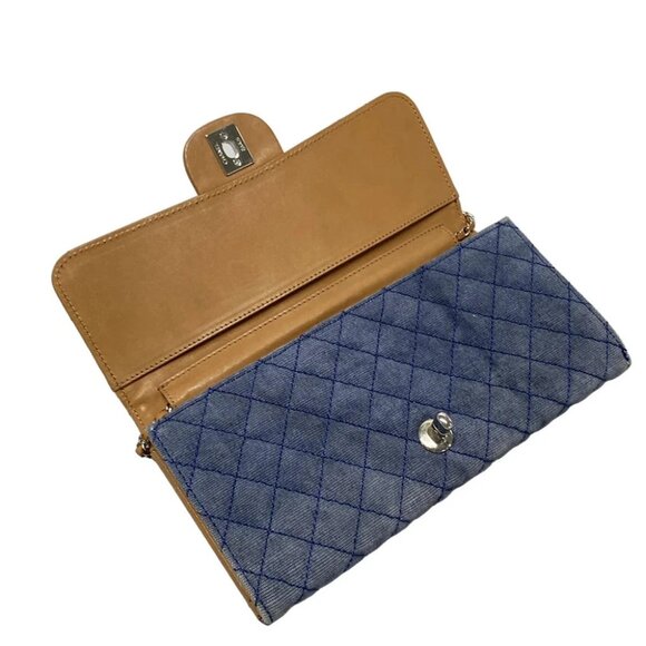Auth CHANEL Matelasse Blue Light Brown Denim Lambskin Other Style Wallet - Picture 3 of 13